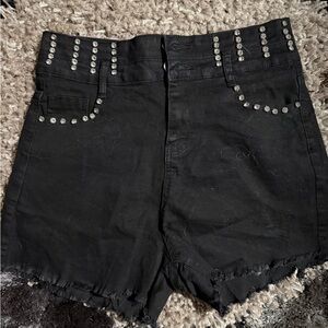 Black Studded Women's Shorts
